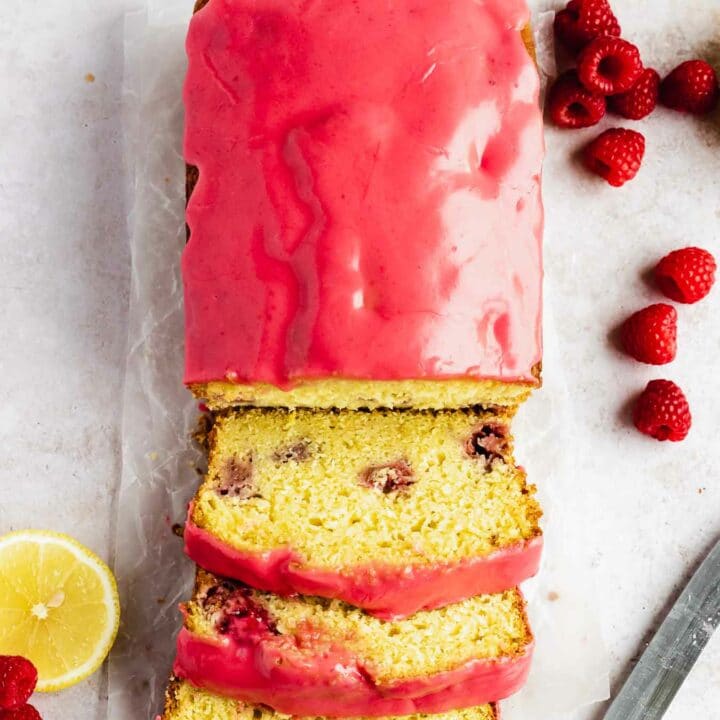 Lemon Raspberry Loaf Cake with Raspberry Glaze - Flouring Kitchen