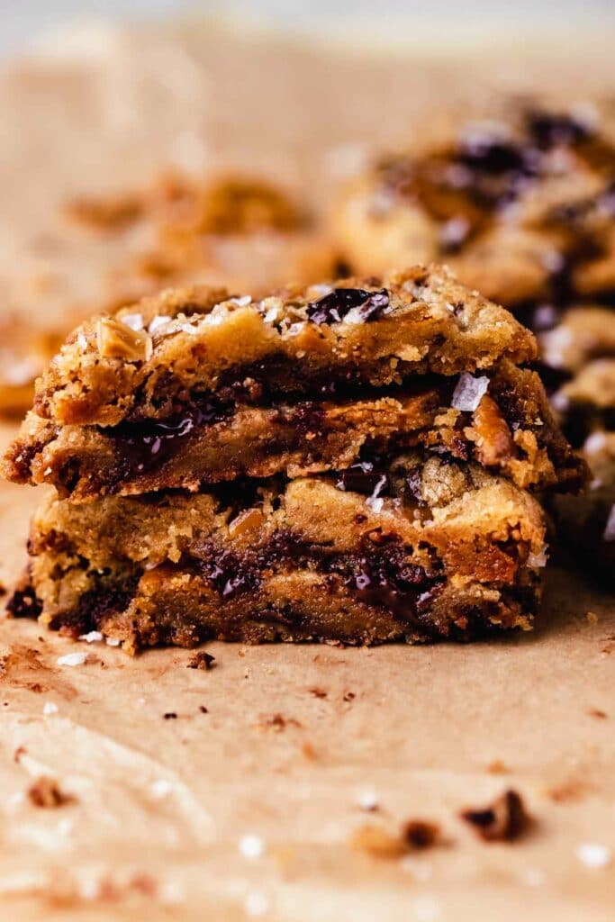 stack of toffee cookies