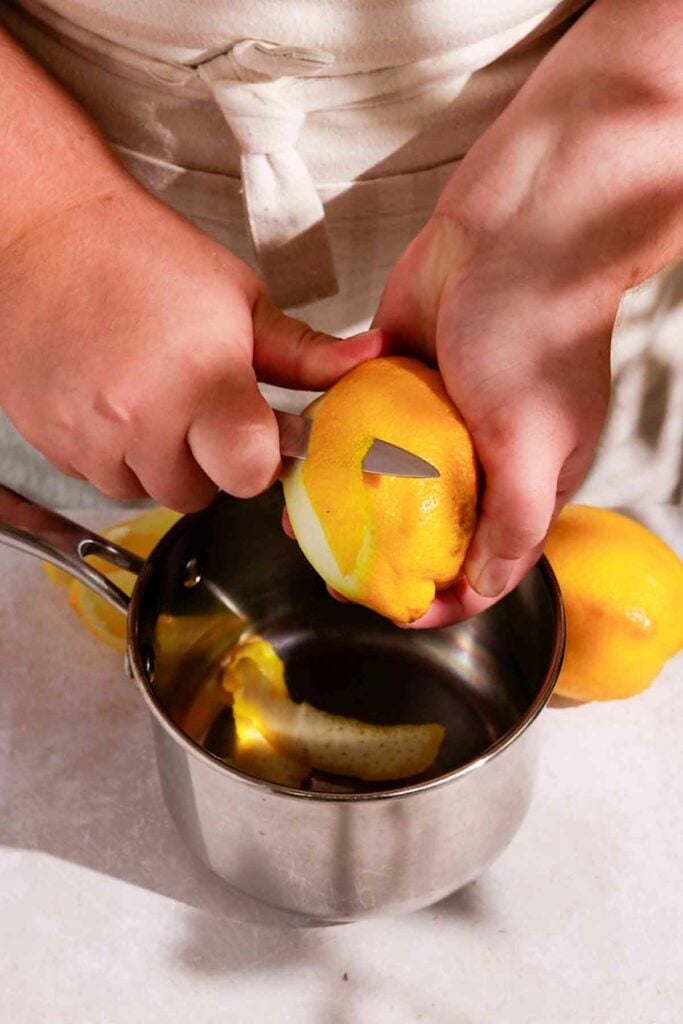 peeling lemon for lemon syrup