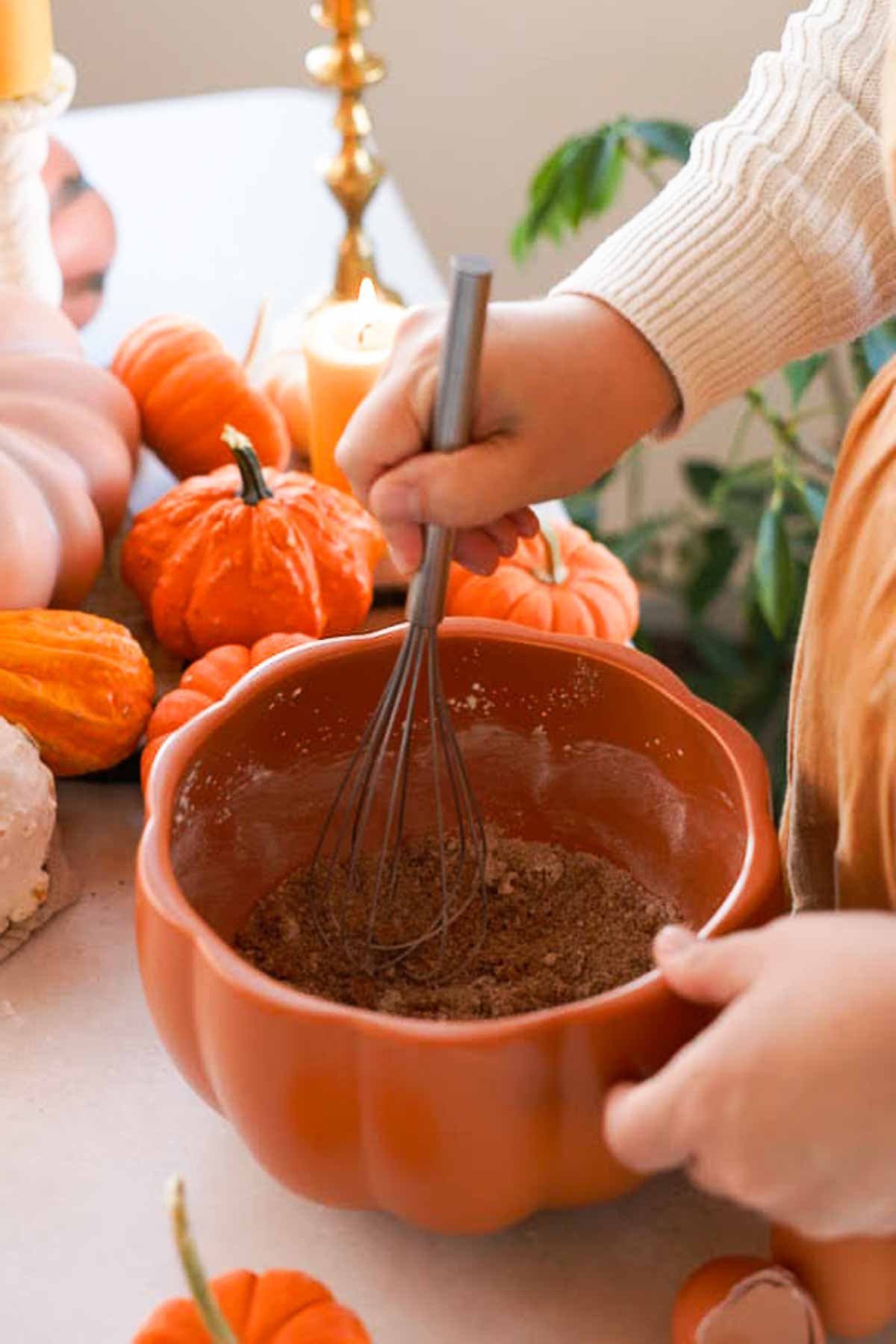 whisking brown sugar and cornstarch together in a large bowl