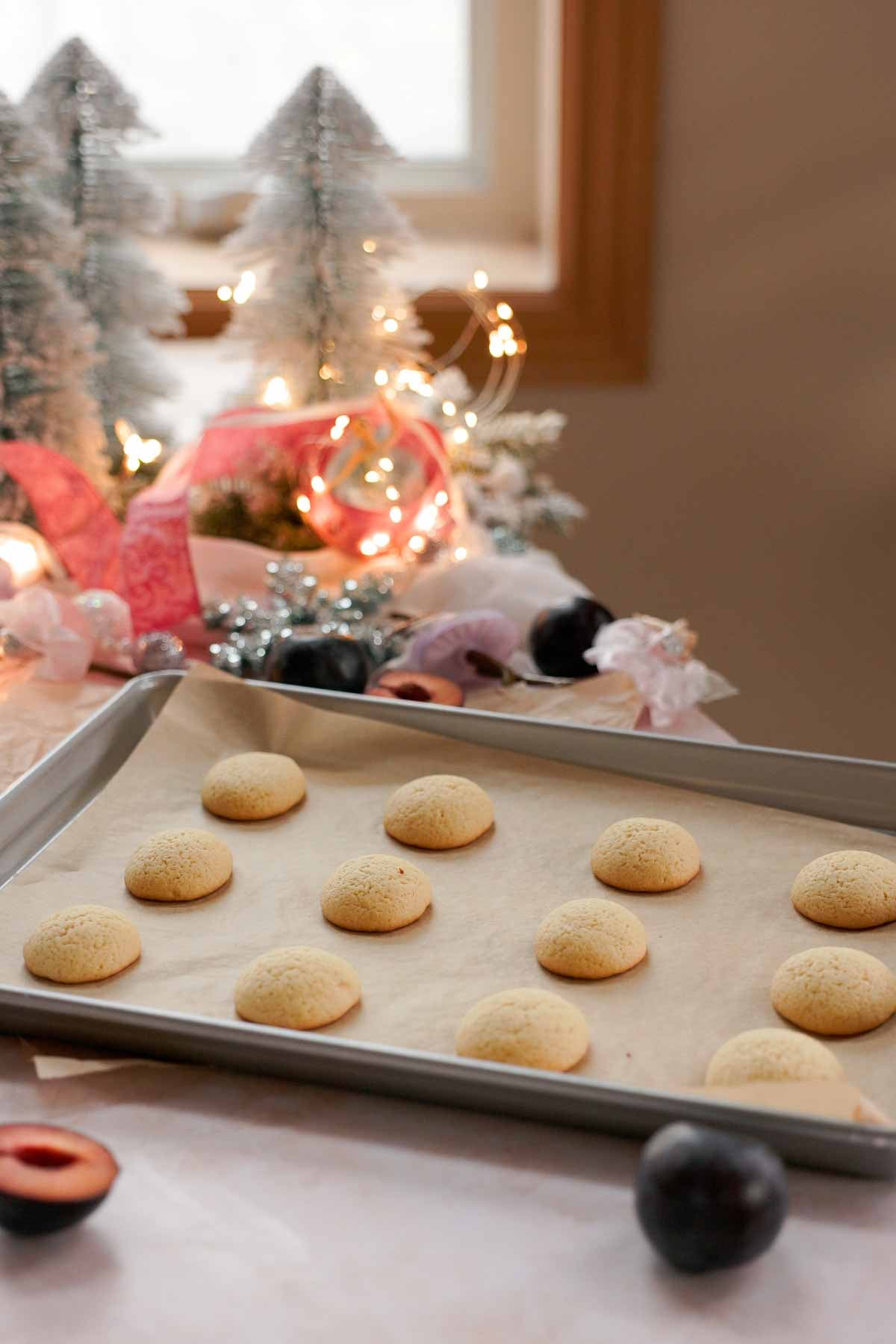 baked sugar plum cookie halves
