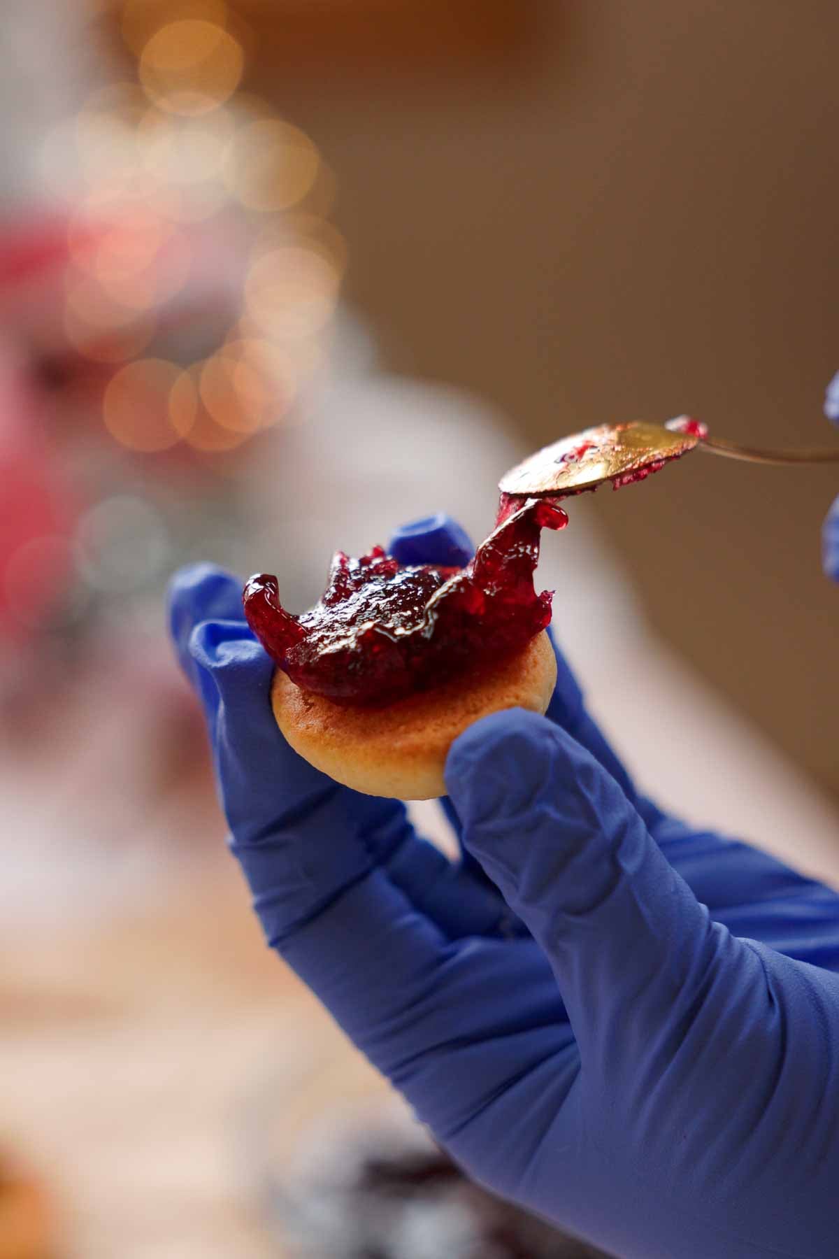 filling cookies with spiced plum jam