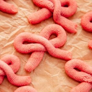 piped pink bow butter cookies