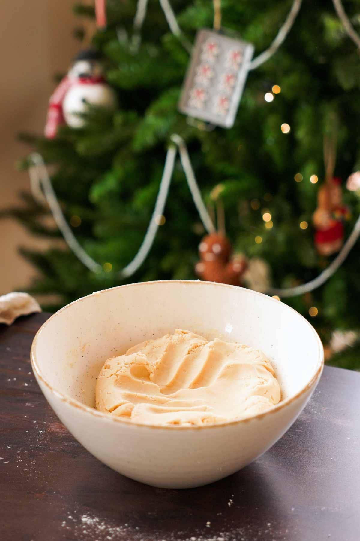 mixed walnut cookie dough in large bowl