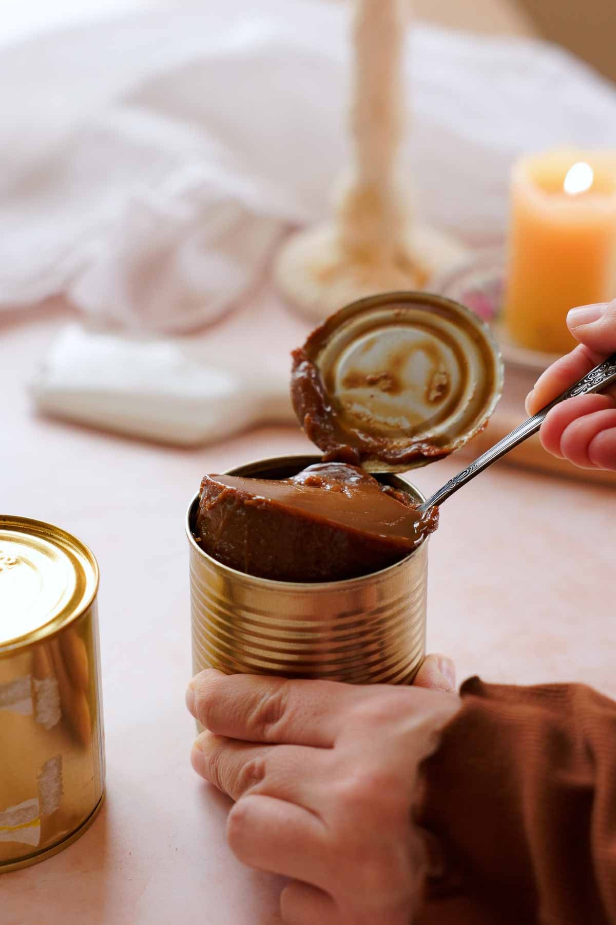 jelly like consistency of freshly opened can of dulce de leche