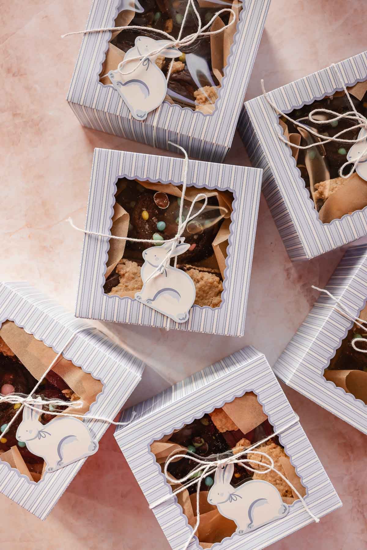 mini eggs cookies packed in easter cookie boxes