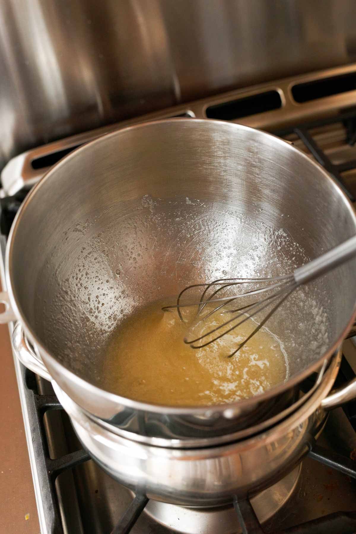 heating swiss meringue on stovetop
