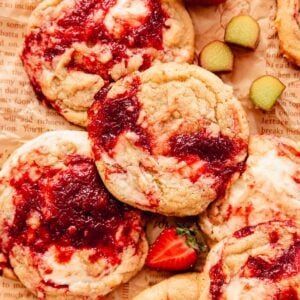rhubarb cookies on parchment paper