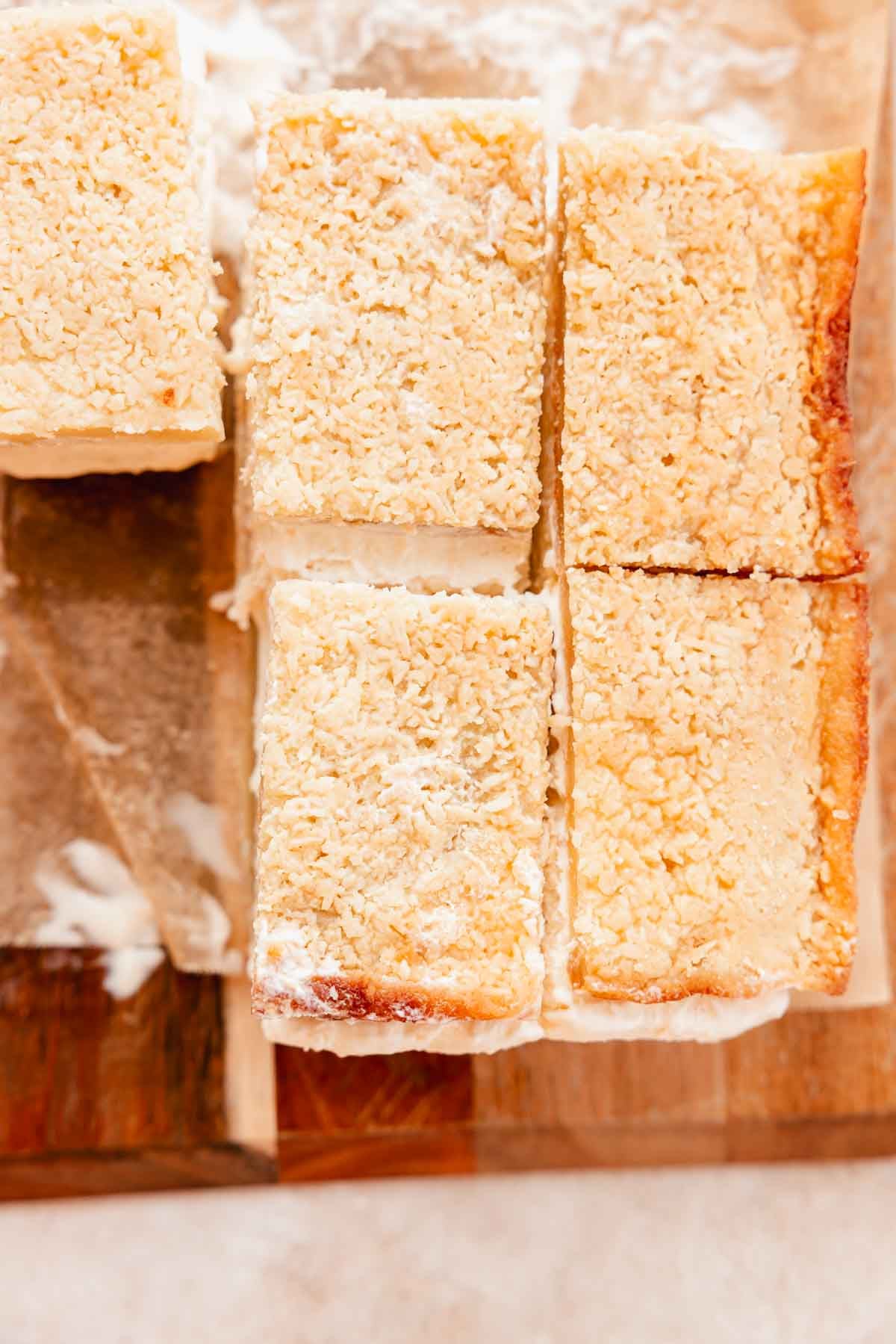 rectangular butter mochi with ice cream inside